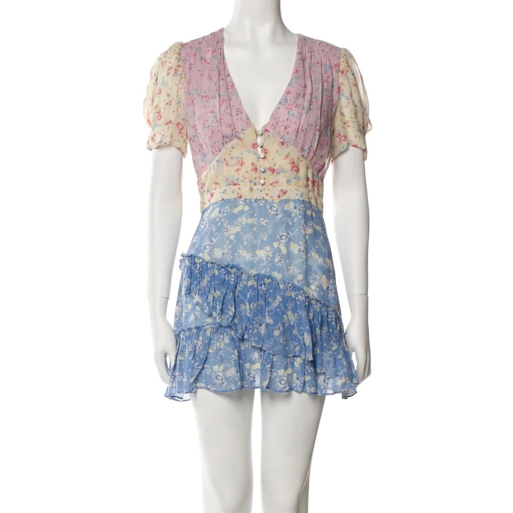 LoveShackFancy Silk A-Line Mini Dress